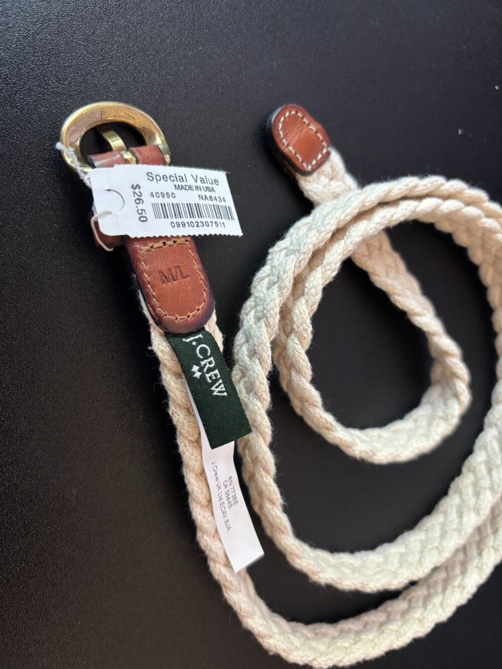 J. Crew Braided Cotton Belt - Womens M/L - Picture 2 of 3